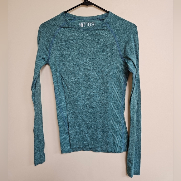 FIGS Salta Seamless XS Performance Underscrub Long Sleeve Shirt Sea Green Top - Picture 1 of 5
